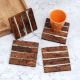 Handcrafted Dark Brown Wooden Coasters - Pack of 4
